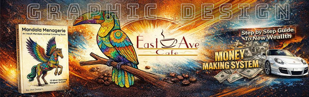 Professional graphic design services in Rochester NY, featuring modern digital device mockups and sleek typography.