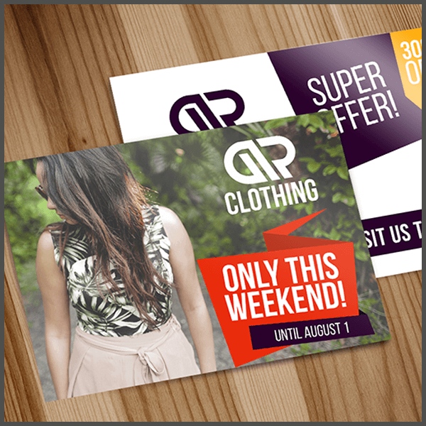 custom printed postcards printed for brighton ny clothing company