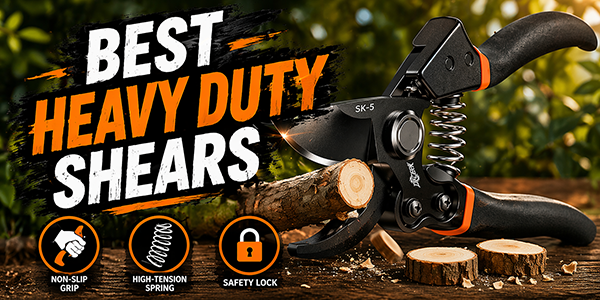 shows the best heavy duty gardening shears cutting branches.