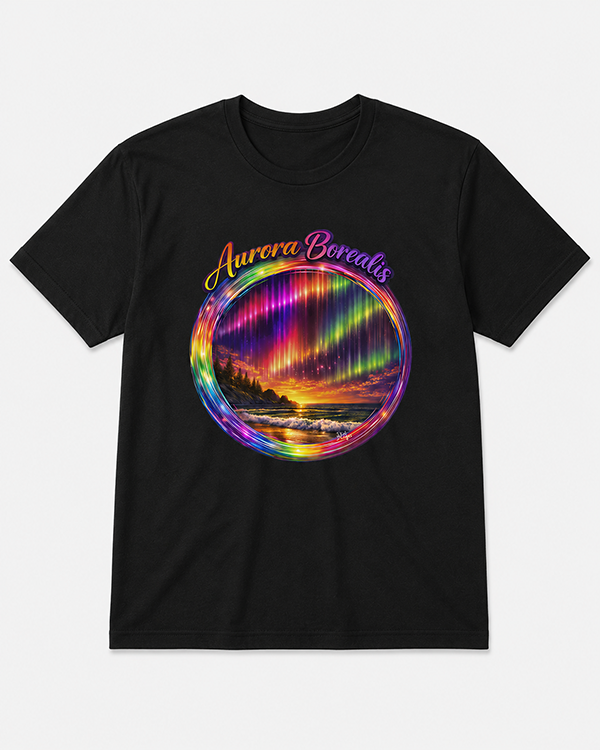 Aurora Borealis northern lights graphic t-shirt by J.Kol Designs