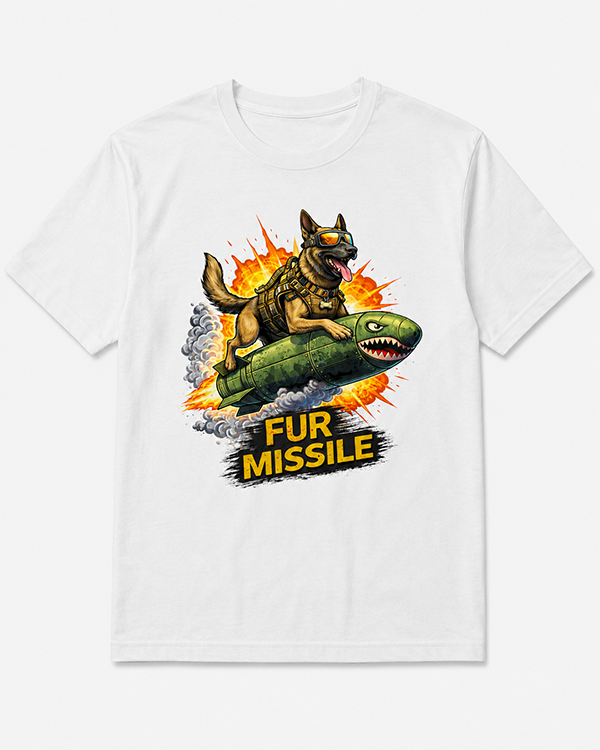 Fur Missile K9 dog graphic t-shirt by J.Kol Designs
