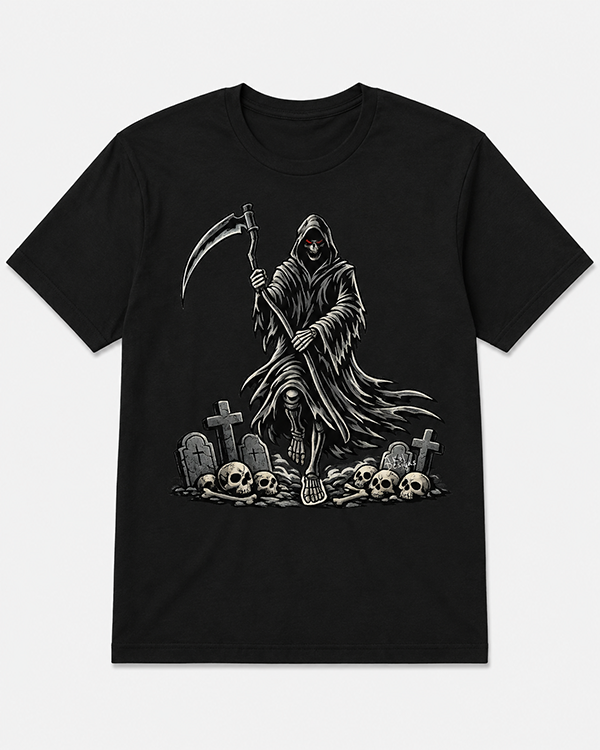 Grim Reaper dark art graphic t-shirt by J.Kol Designs