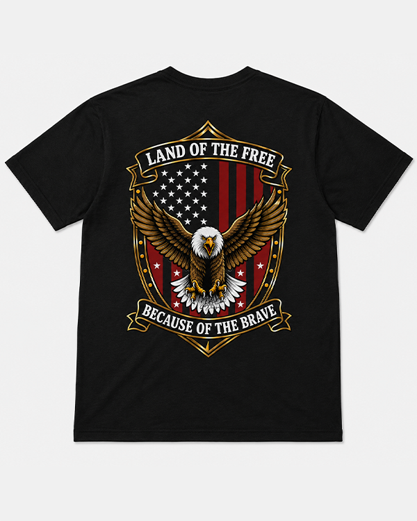 Land of the Free patriotic eagle graphic t-shirt by J.Kol Designs